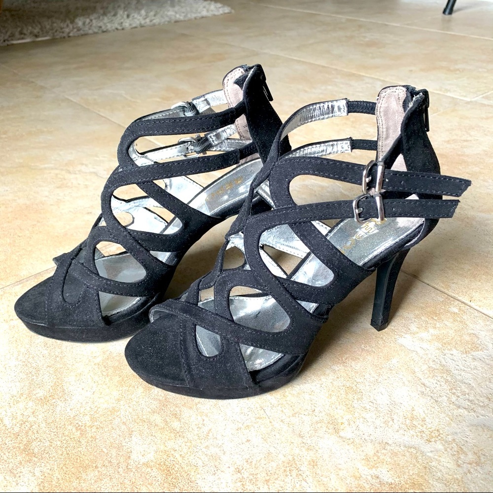 Black suede sandals